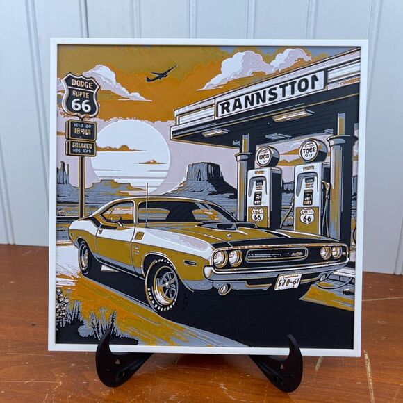 Hand Crafted Other - Route 66 Dodge Wall Art, Wall Art, Hueforge Art Print, Textured Art